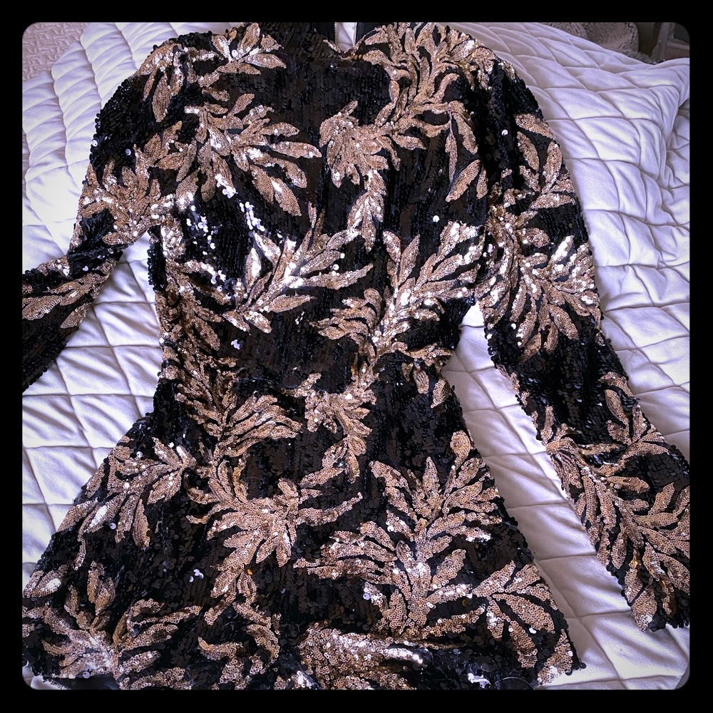 Black/gold sequin romper